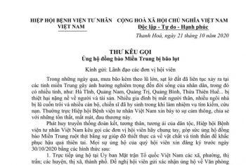 THƯ KÊU GỌI ỦNG HỘ ĐỒNG BÀO MIỀN TRUNG BỊ BÃO LỤT