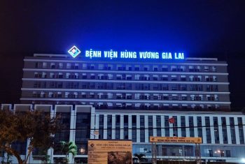 Hình ảnh chụp vội khối nhà chính dự án bệnh viện Hùng Vương Gia Lai buổi tối