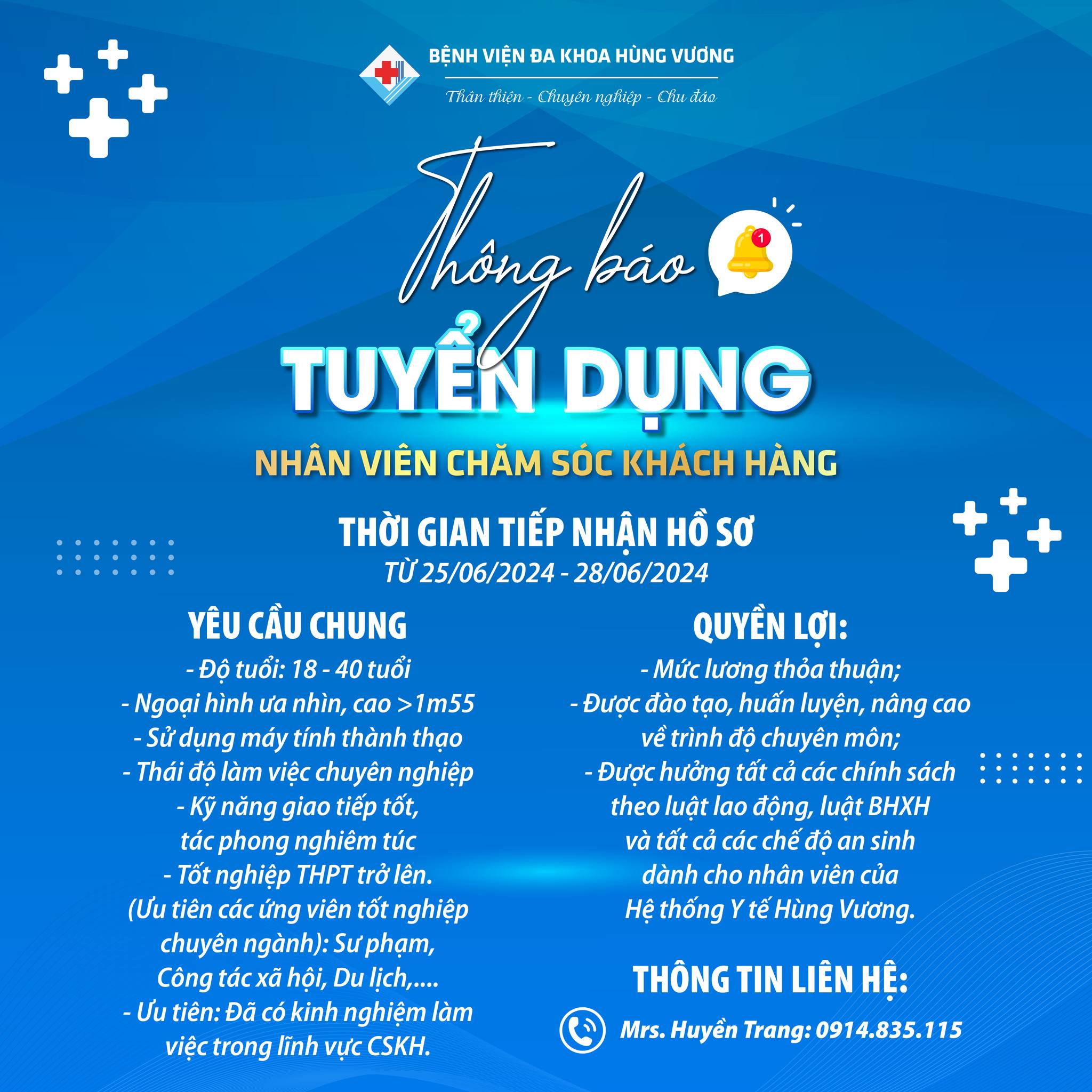 THÔNG BÁO TUYỂN DỤNG NHÂN VIÊN CHĂM SÓC KHÁCH HÀNG