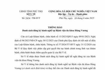 THÔNG BÁO: DANH SÁCH ĐĂNG KÝ HÀNH NGHỀ TẠI BỆNH VIỆN ĐA KHOA HÙNG VƯƠNG